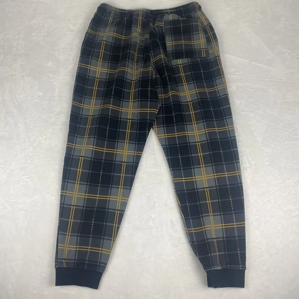 Jordan Hoodie and Sweatpant Set Mens  Extra Large Black Gold Plaid Logo Casual
